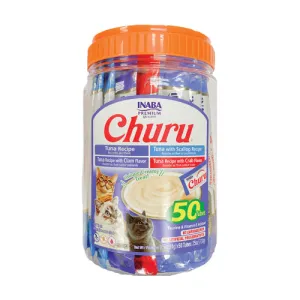 Inaba Churu Puree Tuna Seafood 50pk JUG 25oz cat treats, natural cat treats