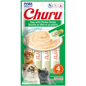 Inaba Churu Purees Tuna & Chicken Cat Treat - 0.5oz crunchy cat treats, grain free cat treats