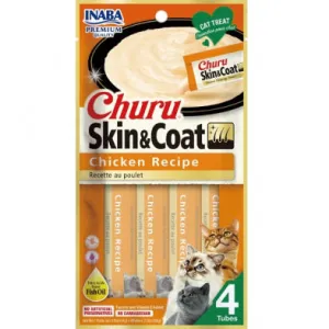 Inaba Churu Skin & Coat Chicken Recipe 56g 4 pack cat treats, natural cat treats