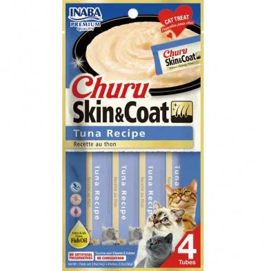 Inaba Churu Skin & Coat Tuna Recipe 56g 4 pack cat treats, natural cat treats