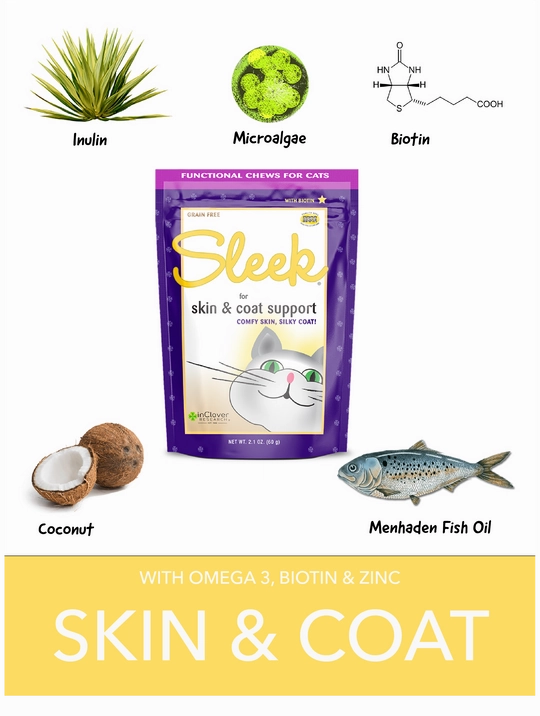 InClover Sleek Skin & Coat Support Soft Chews Supplement for Cats