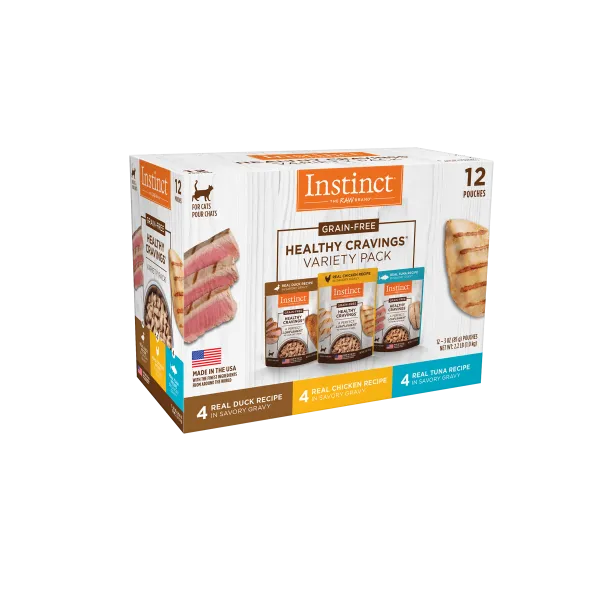 Instinct Cat Healthy Cravings Variety Pack 12/3 oz Pouch adult cat food, best cat food for adults