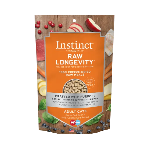 Instinct Cat Raw Longevity Beef & Cod 9.5oz adult cat food, best cat food for adults