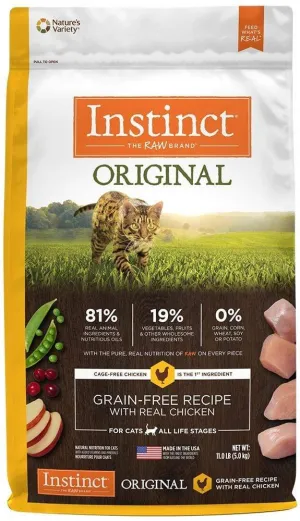Instinct Original Grain Free Recipe with Real Chicken Natural Kibble Coated with Freeze-Dried Raw Dry Cat Food freeze dried cat food, raw cat food