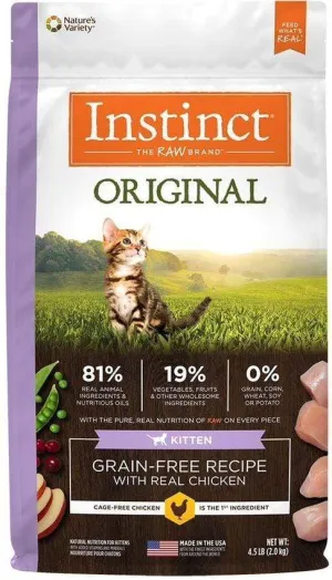 Instinct Original Kitten Grain Free Recipe with Real Chicken Natural Kibble Coated Freeze-Dried Raw Dry Cat Food kitten dry food, kitten wet food