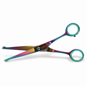 Jeffers Ball-Tip Curved Grooming Shear in Multicolored Stainless Steel, 6 1/2" fish tank item,aquarium supply