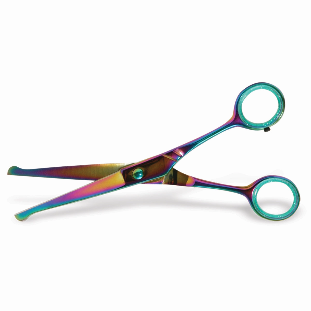 Jeffers Ball-Tip Curved Grooming Shear in Multicolored Stainless Steel, 6 1/2" fish tank item,aquarium supply