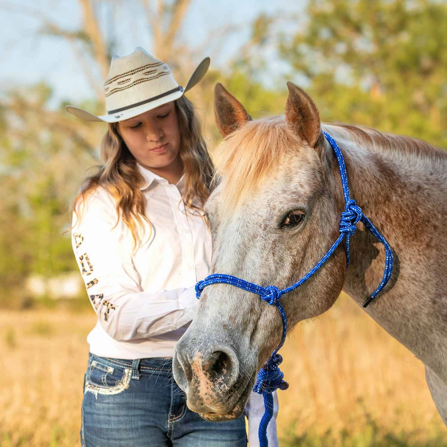 Jeffers Poly Braided Rope Horse Halter with Lead