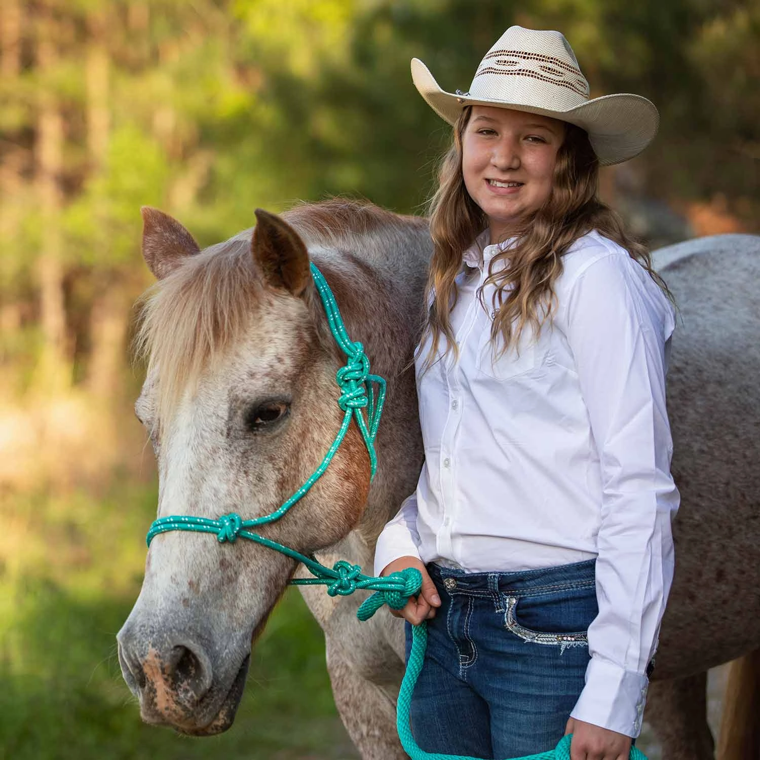 Jeffers Poly Braided Rope Horse Halter with Lead