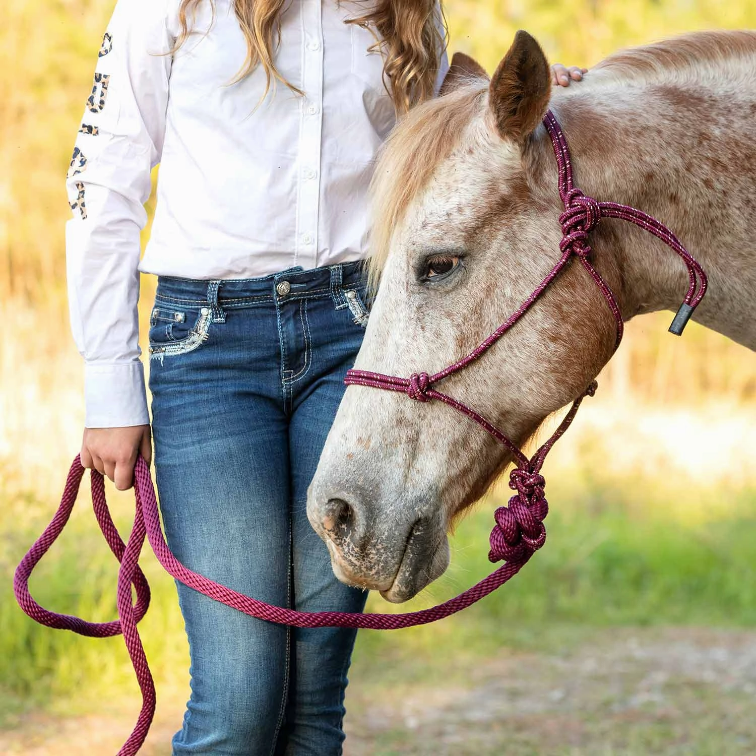 Jeffers Poly Braided Rope Horse Halter with Lead