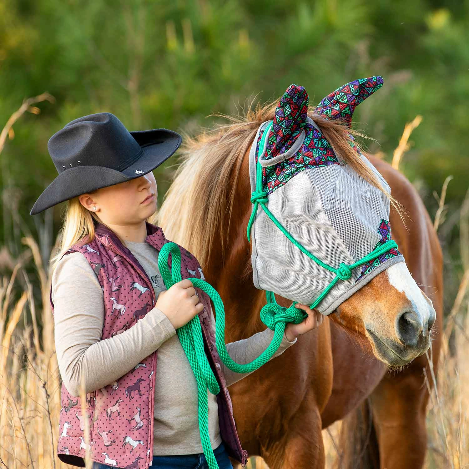 Jeffers Poly Braided Rope Horse Halter with Lead