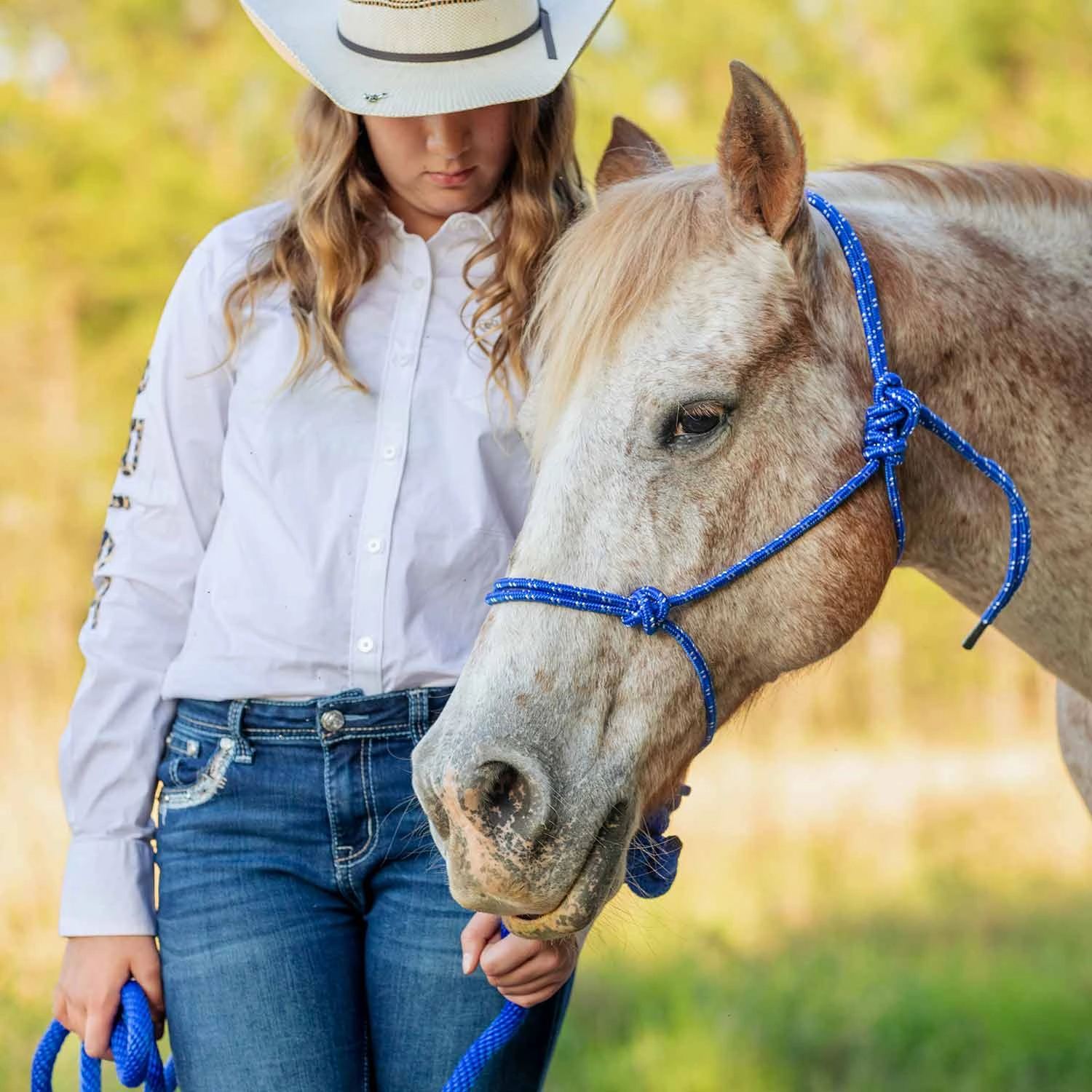 Jeffers Poly Braided Rope Horse Halter with Lead
