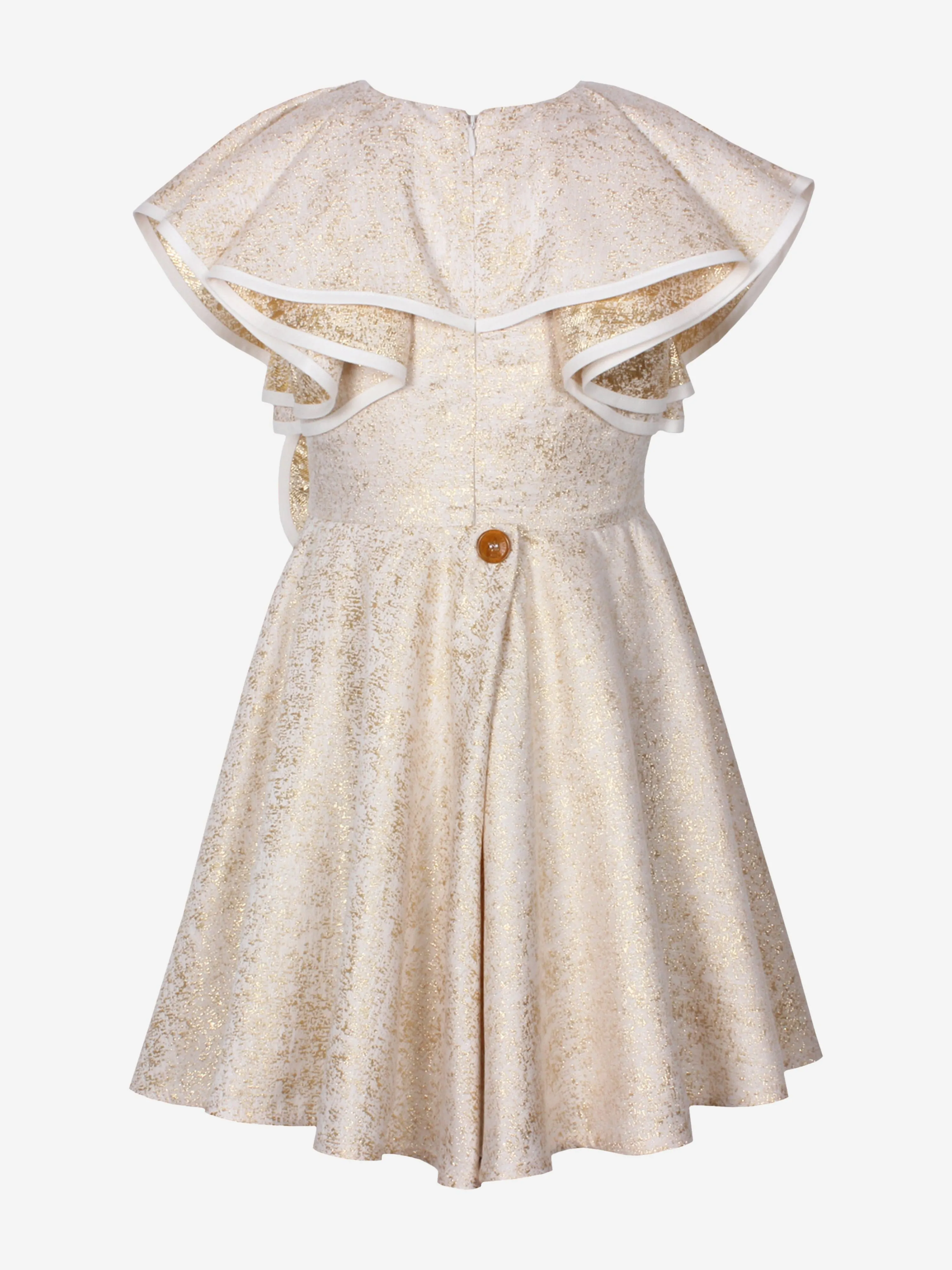 Jessie And James Girls Blossom Freckle Dress in Gold