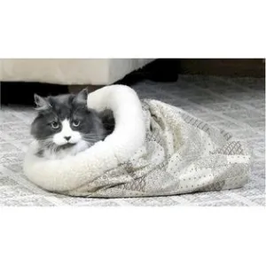 K&H Pet Products Kitty Crinkle Sack - Tan Patchwork cat bed, cat blanket