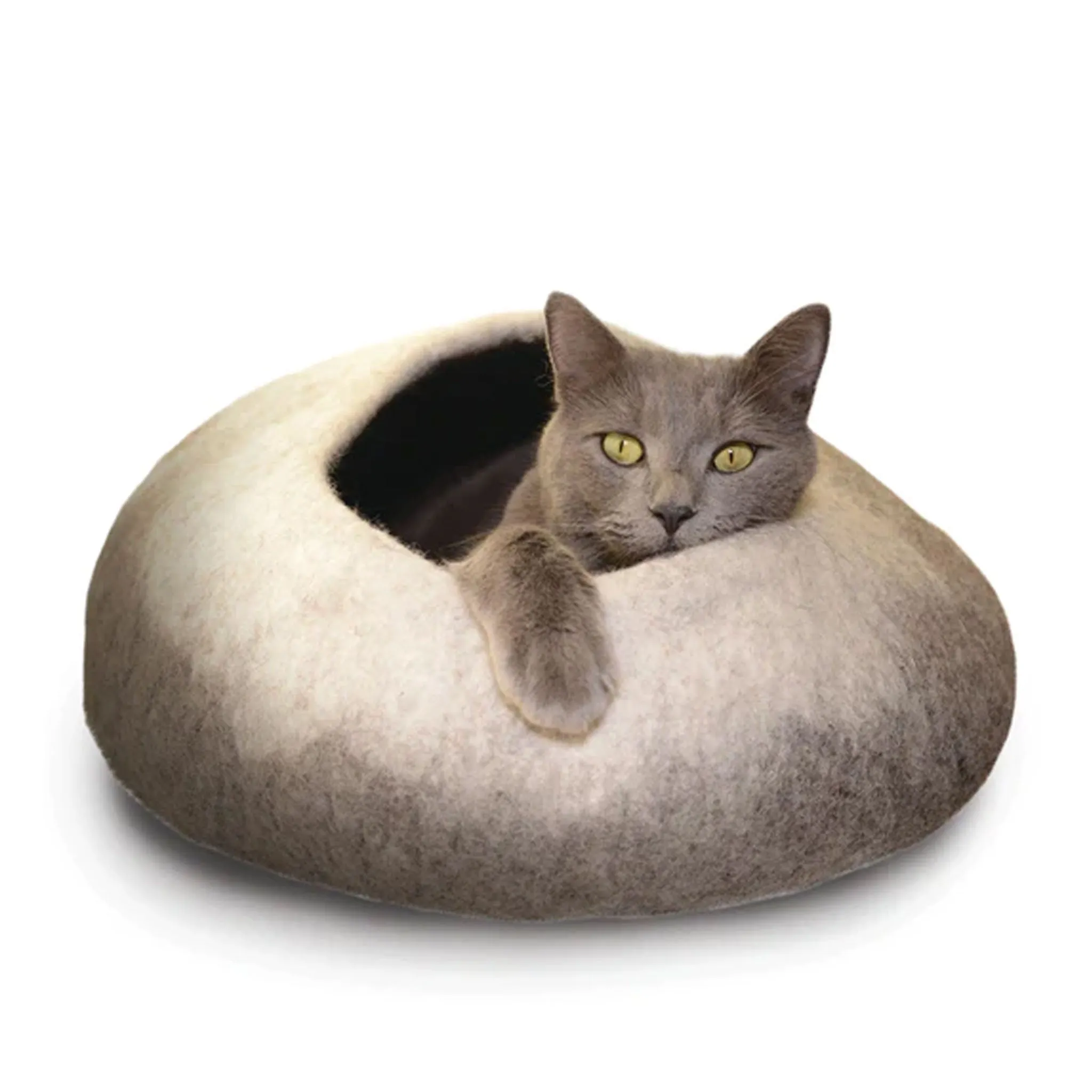 Karma Cat Felted Cave Natural/White Cat Beds cat toys, cat supplies