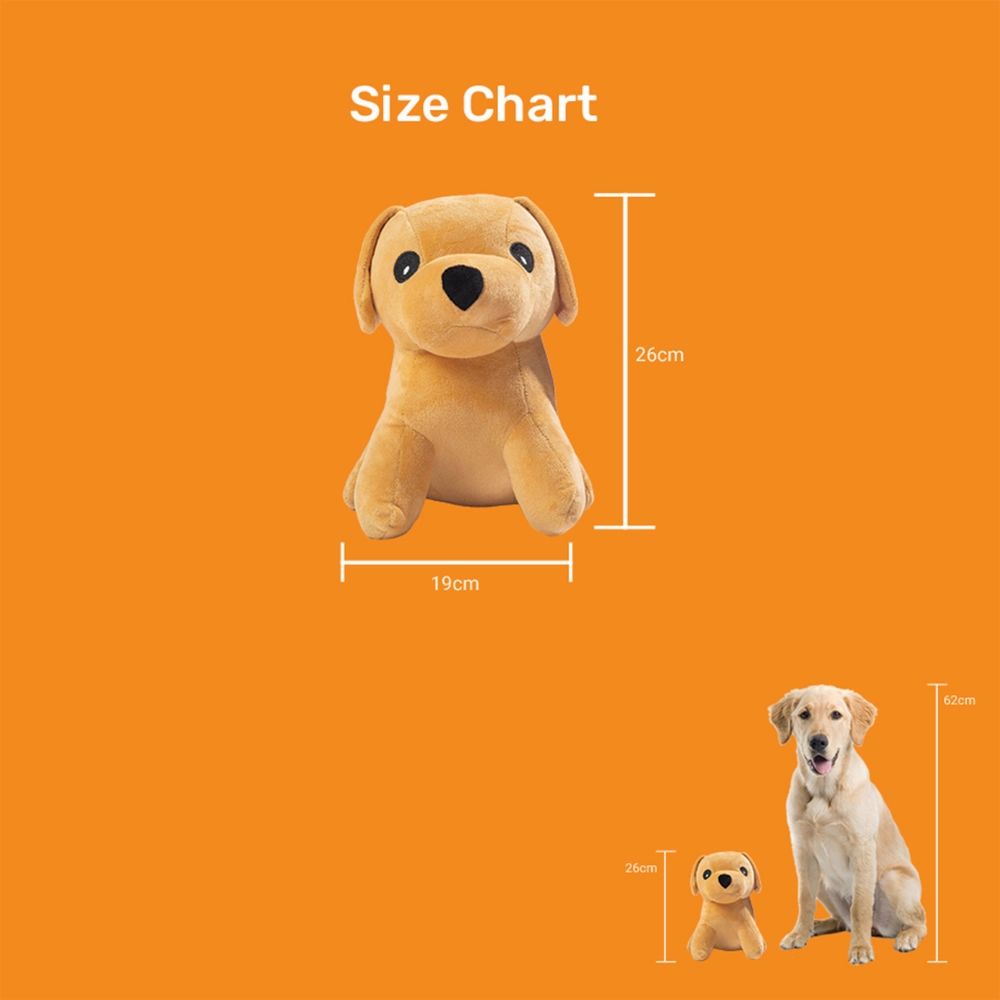 Kibbo Non Toxic & Durable Soft Stuffed Dog Shaped Chew Toy for Dogs and Cats (Brown)
