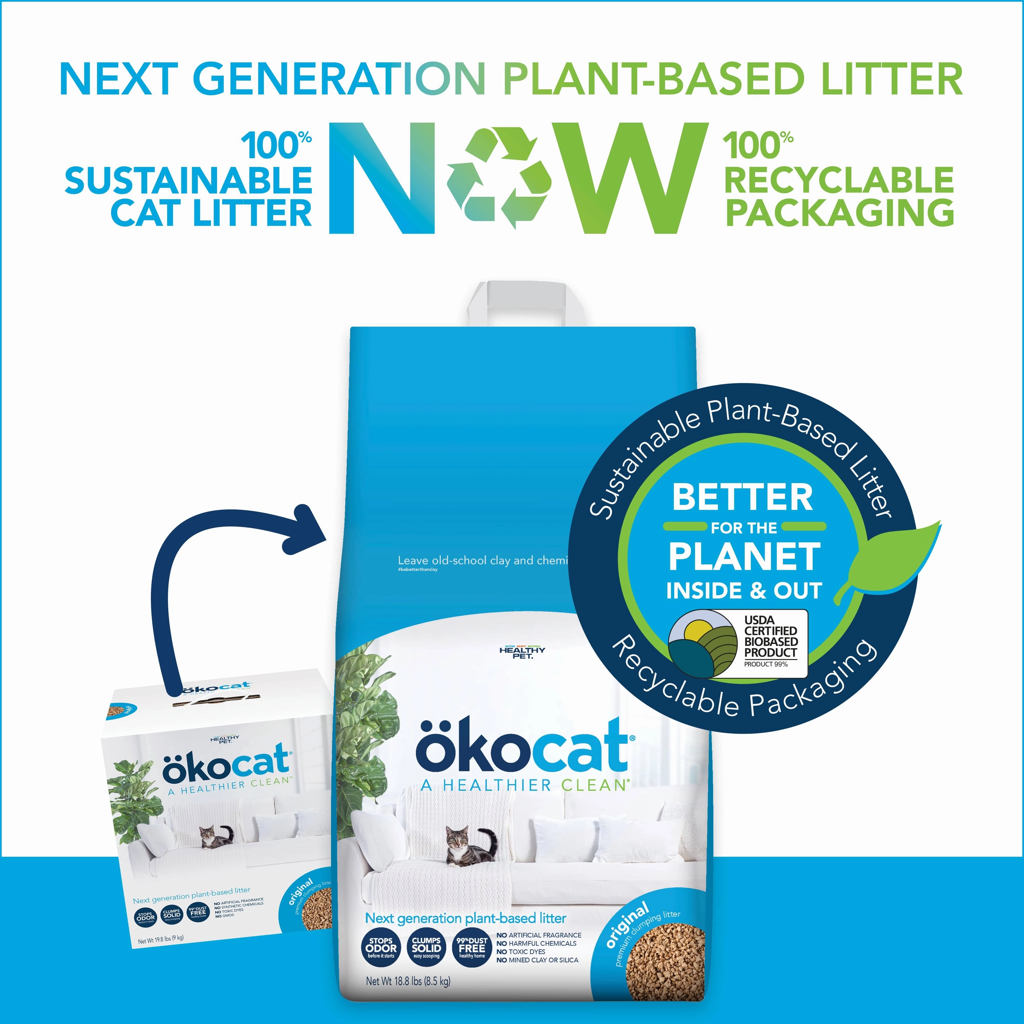 kocat Original Premium Clumping Wood Cat Litter, 12.6lb