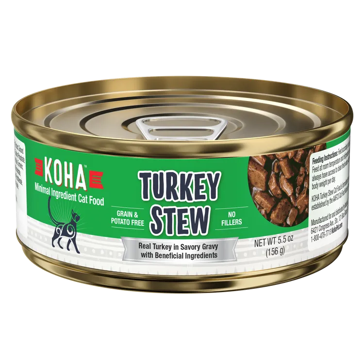 KOHA Grain & Potato Free Turkey Stew Canned Cat Food grain free cat food, no grain dry cat food