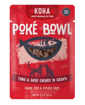 Koha Pok Bowl Tuna & Beef Entre in Gravy Wet Cat Food Pouch healthy cat food, premium dry cat food