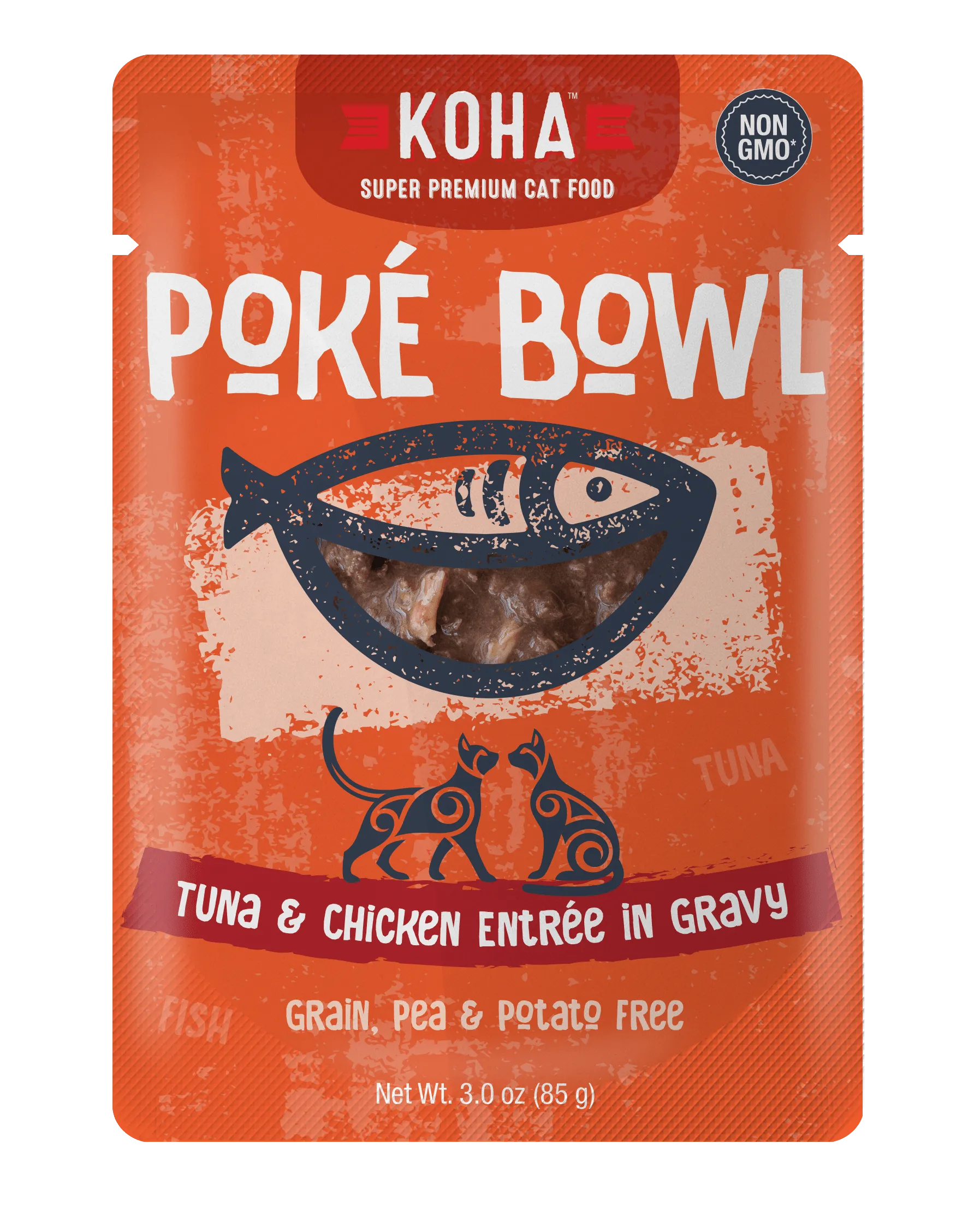 Koha Pok Bowl Tuna & Chicken Entre in Gravy Wet Cat Food Pouch grain free cat food, no grain dry cat food