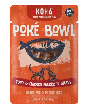Koha Pok Bowl Tuna & Chicken Entre in Gravy Wet Cat Food Pouch grain free cat food, no grain dry cat food