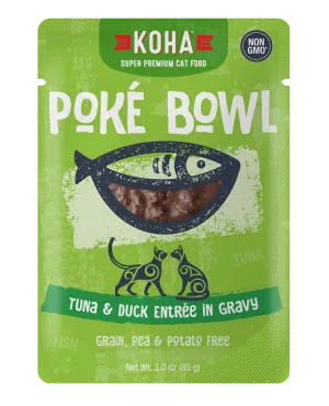Koha Pok Bowl Tuna & Duck Entre in Gravy Wet Cat Food Pouch wet cat food, canned cat food