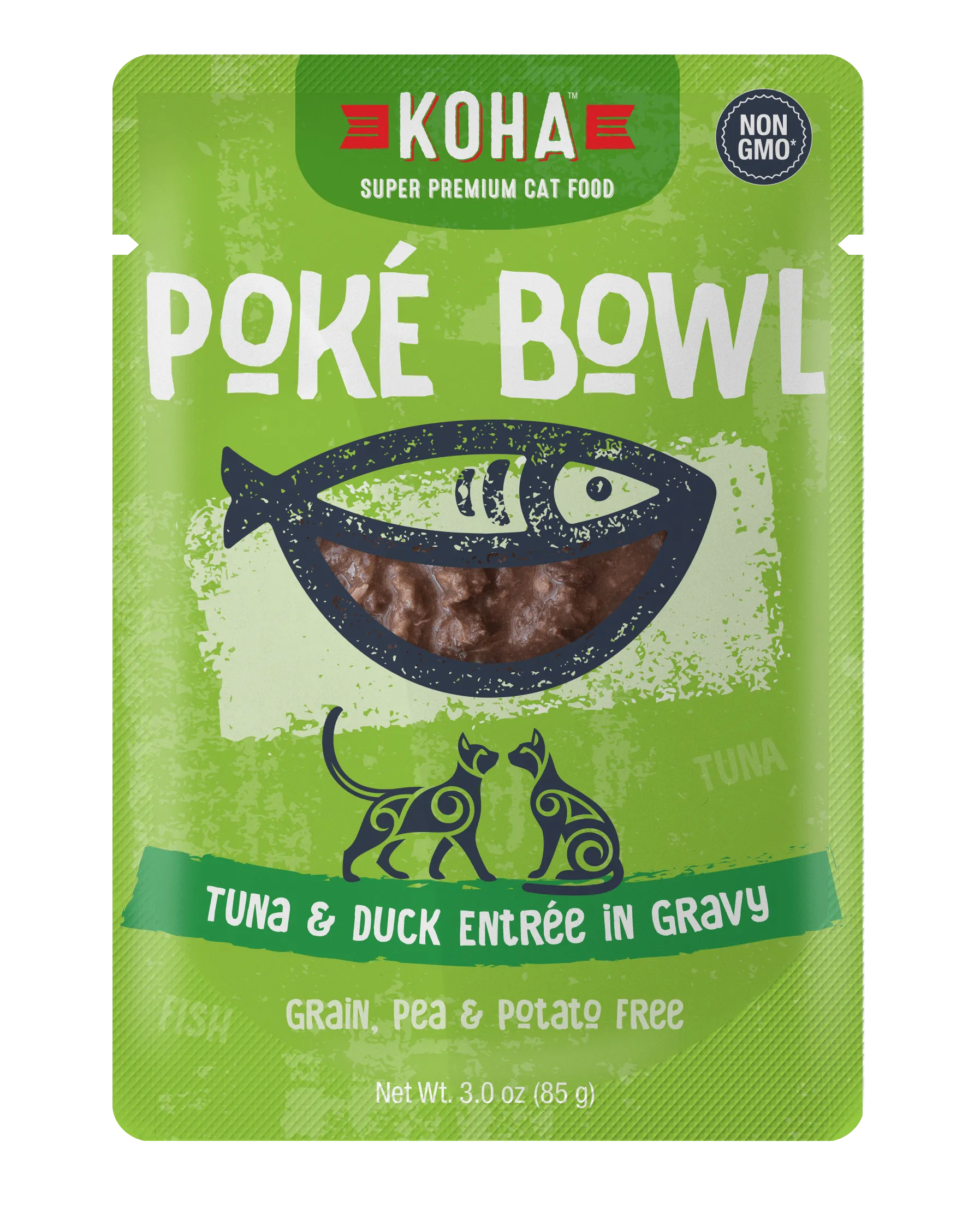Koha Pok Bowl Tuna & Duck Entre in Gravy Wet Cat Food Pouch healthy cat food, premium dry cat food