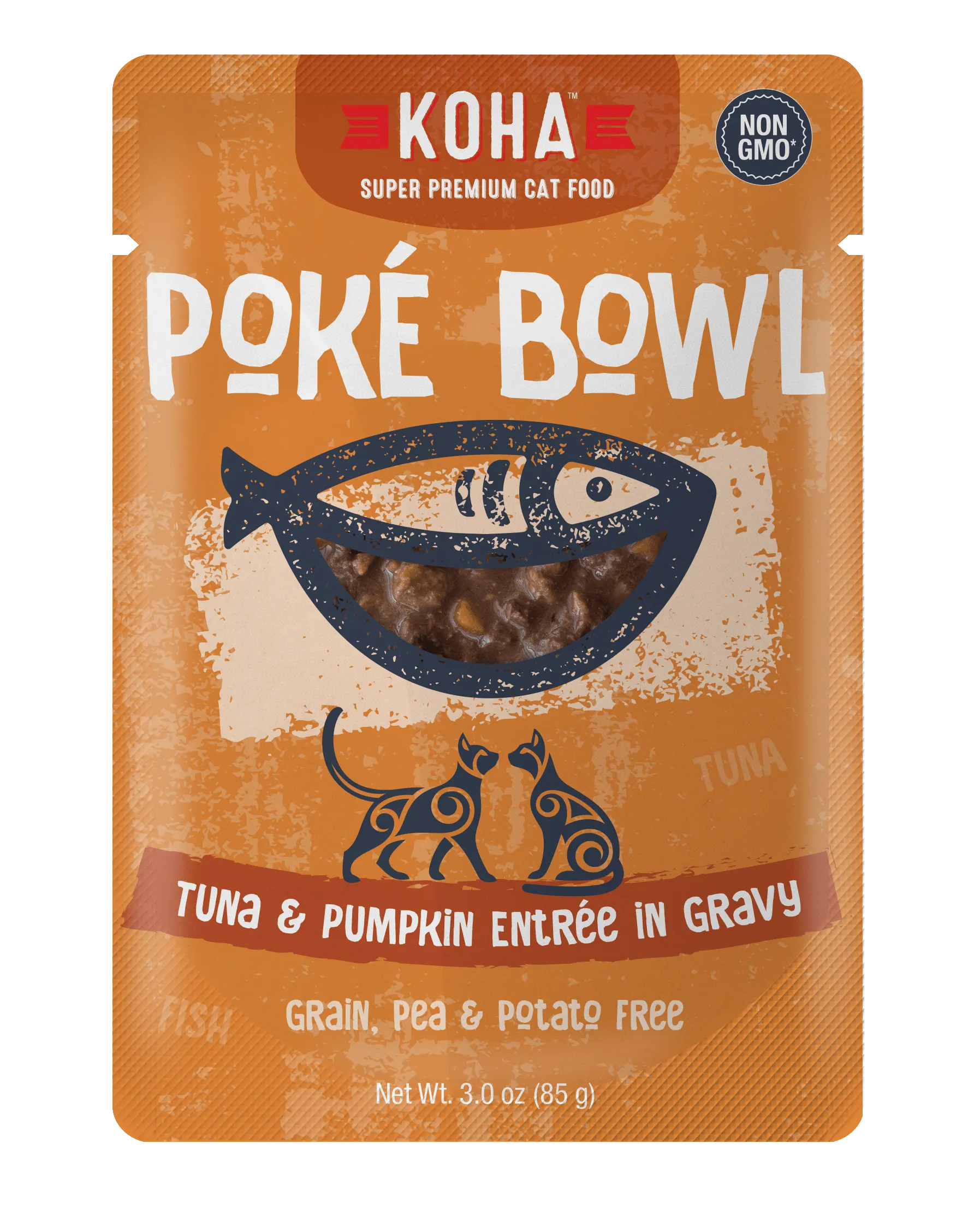 Koha Pok Bowl Tuna & Pumpkin Entre in Gravy Wet Cat Food Pouch wet cat food, canned cat food