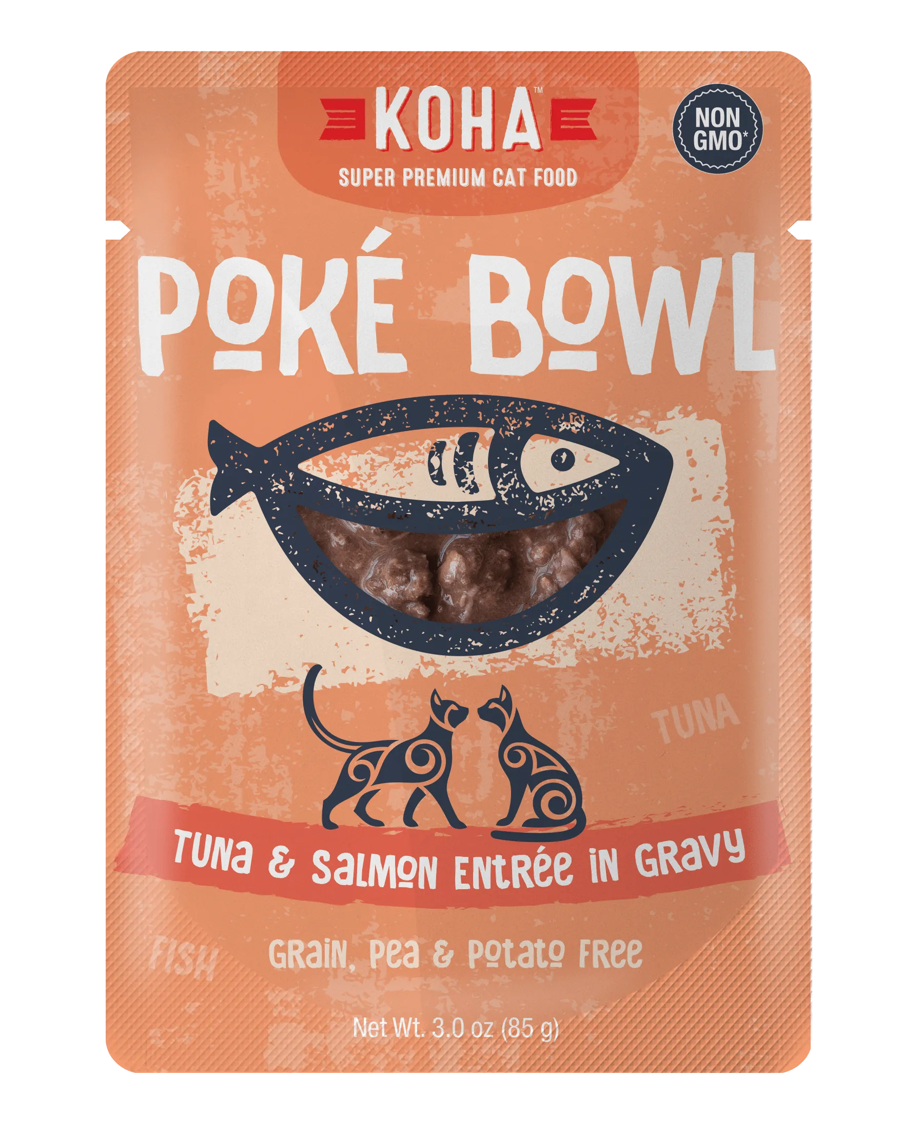 Koha Pok Bowl Tuna & Salmon Entre in Gravy Wet Cat Food Pouch wet cat food, canned cat food