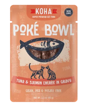 Koha Pok Bowl Tuna & Salmon Entre in Gravy Wet Cat Food Pouch grain free cat food, no grain dry cat food