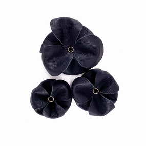 Lambert Classic Rhinestone Leather Dog Flowerette Slider Onyx dog collar accessory,collar decor