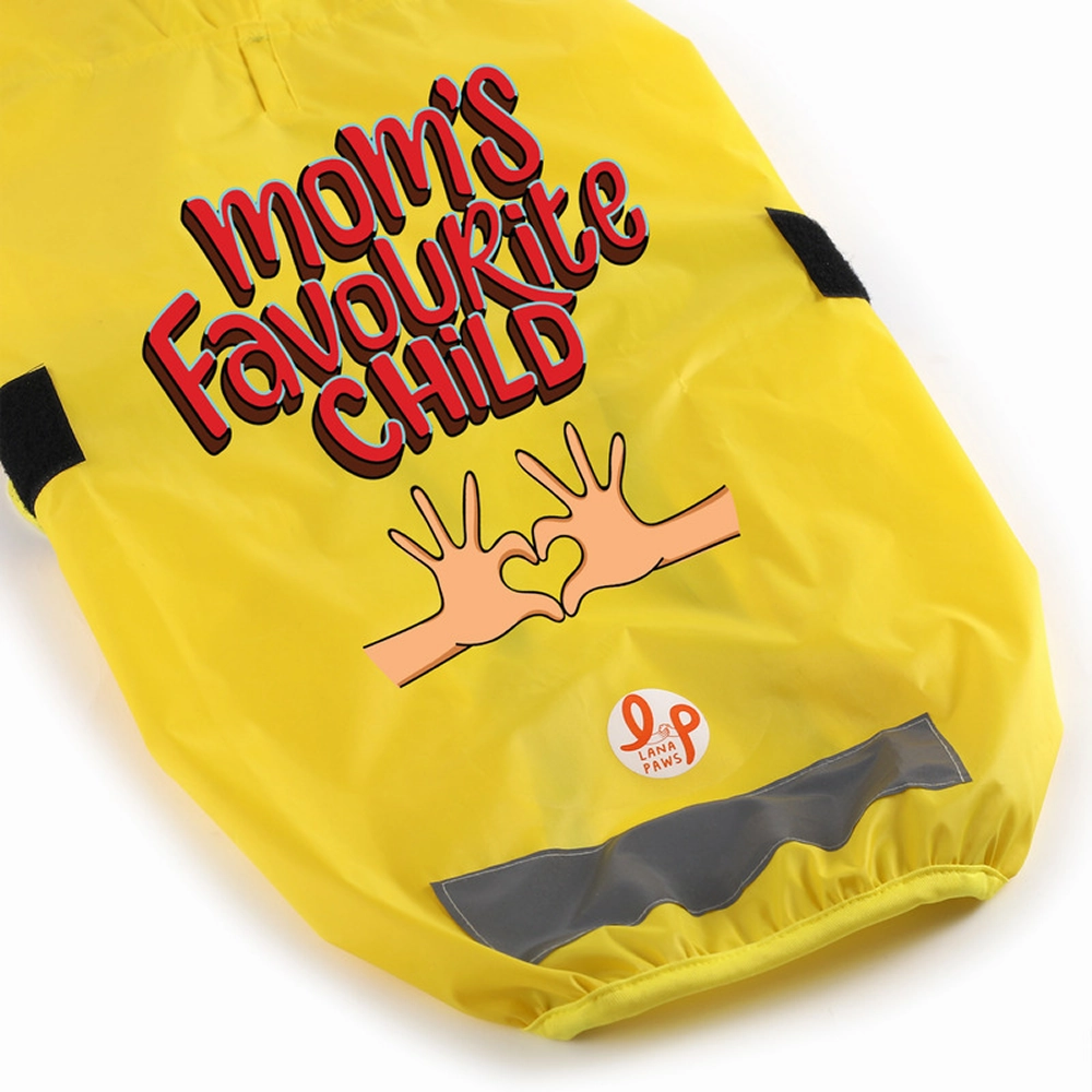 Lana Paws Mom's Favorite Child Printed Raincoat for Dogs (Yellow)