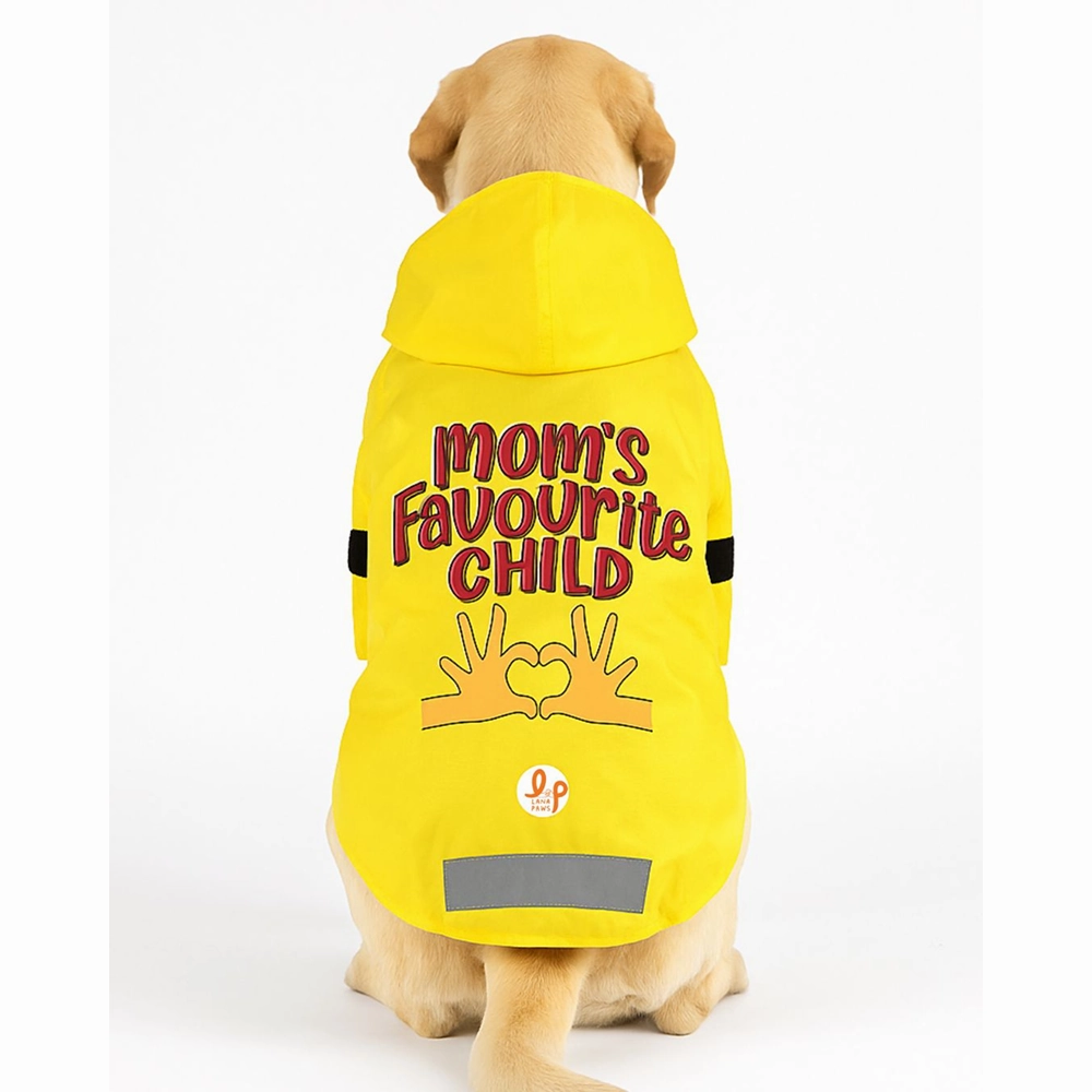 Lana Paws Mom's Favorite Child Printed Raincoat for Dogs (Yellow)