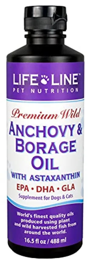 Life Line Premium Wild Anchovy & Borage Oil 16.5 oz cat vitamins, cat immune support