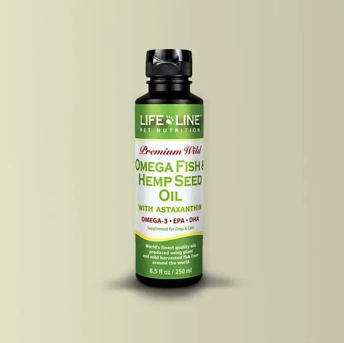 Life Line Premium Wild Omega Fish & Hemp Seed Oil 8.5oz cat vitamins, cat immune support