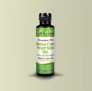 Life Line Premium Wild Omega Fish & Hemp Seed Oil 8.5oz cat vitamins, cat immune support