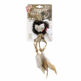 Lion Catch & Scratch Eco line with Slivervine Leaves and Natural Feather cat toy set,cat teaser
