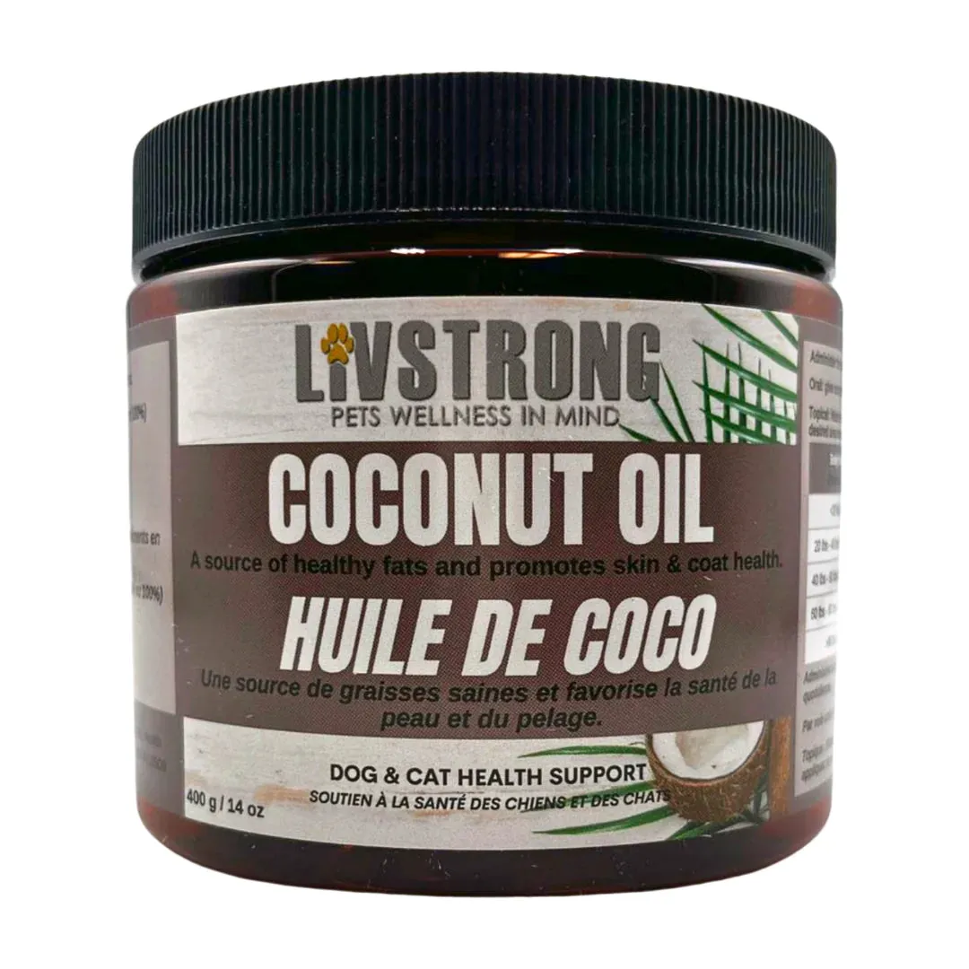 Livstrong Coconut Oil 400g cat vitamins, cat immune support