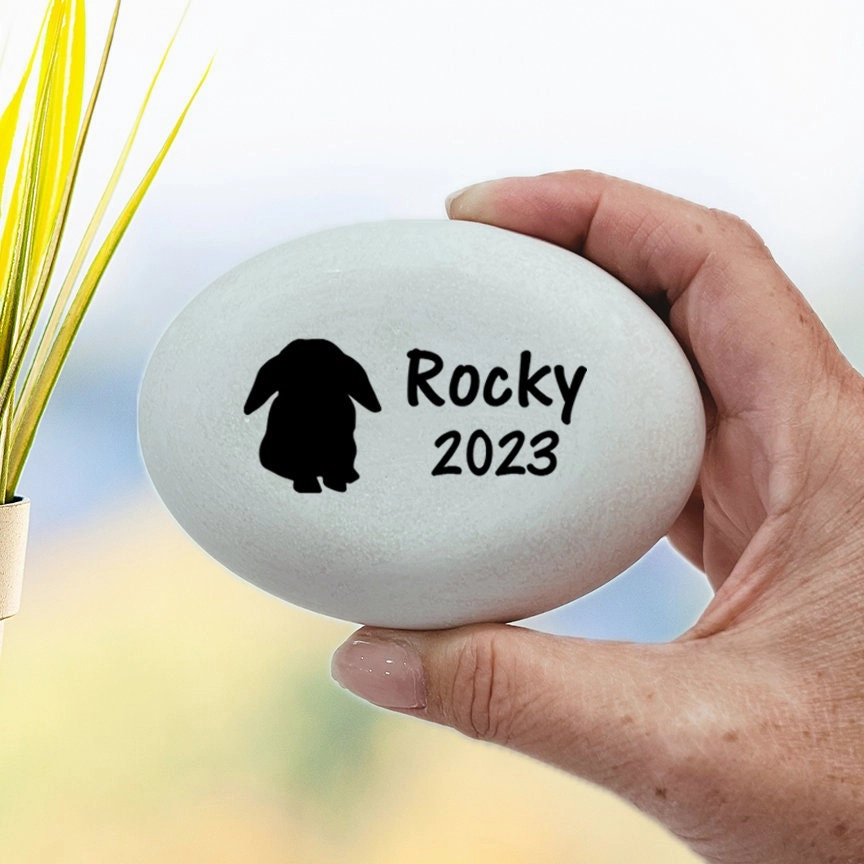 Lop Ear Rabbit Memorial Stone- Personalized Floppy Ear Bunny Memorial Gift