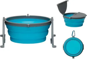 Loving Pets Bella Roma Travel Dog Bowl - Blue cat bowl, elevated cat feeder