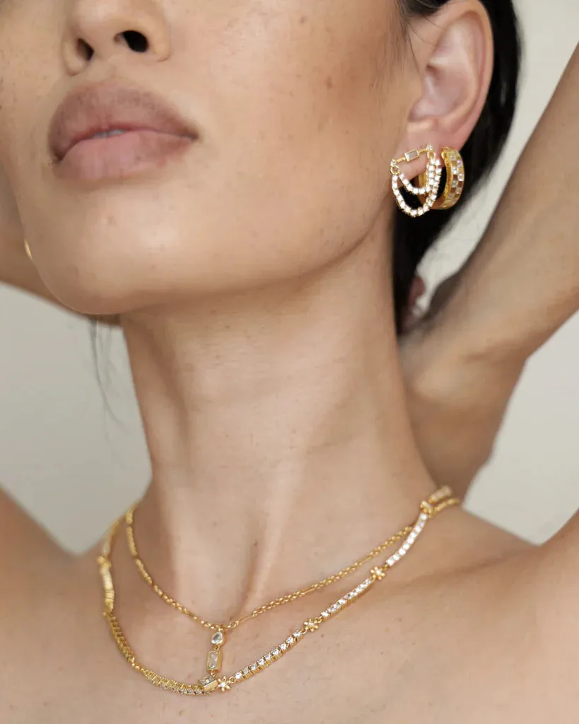 Luv AJ Checkerboard Pave Hoops Gold Shoes_Luv-Aj-Jewellery