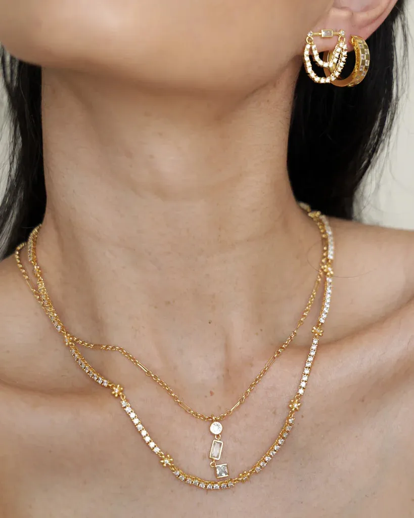Luv AJ Checkerboard Pave Hoops Gold Shoes_Luv-Aj-Jewellery