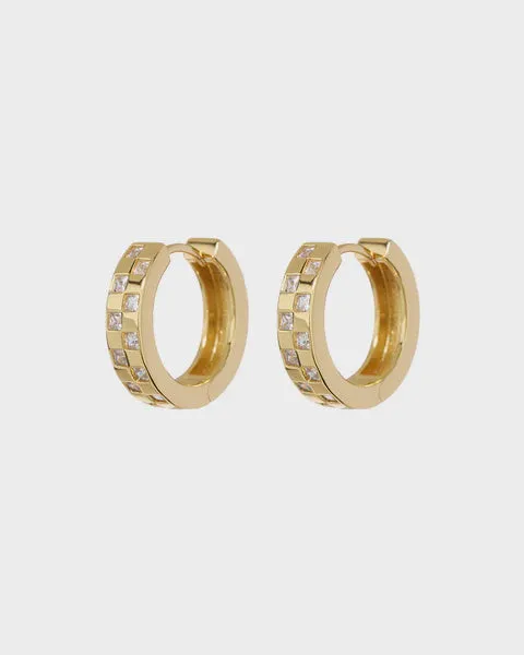 Luv AJ Checkerboard Pave Hoops Gold Shoes_Luv-Aj-Jewellery
