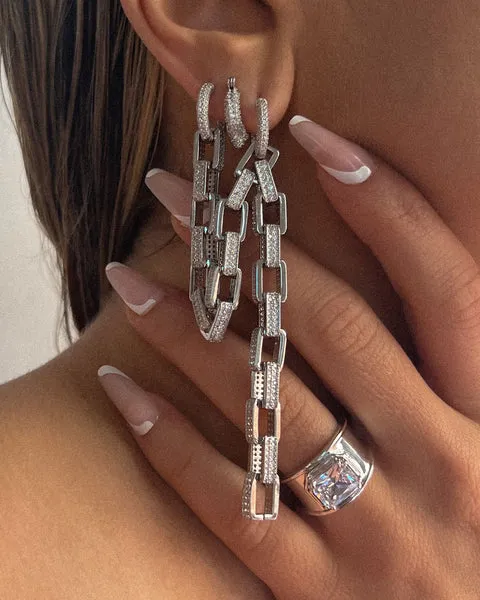 Luv AJ Jagger Chain Double Hoops - Silver Shoes_Luv-Aj-Jewellery