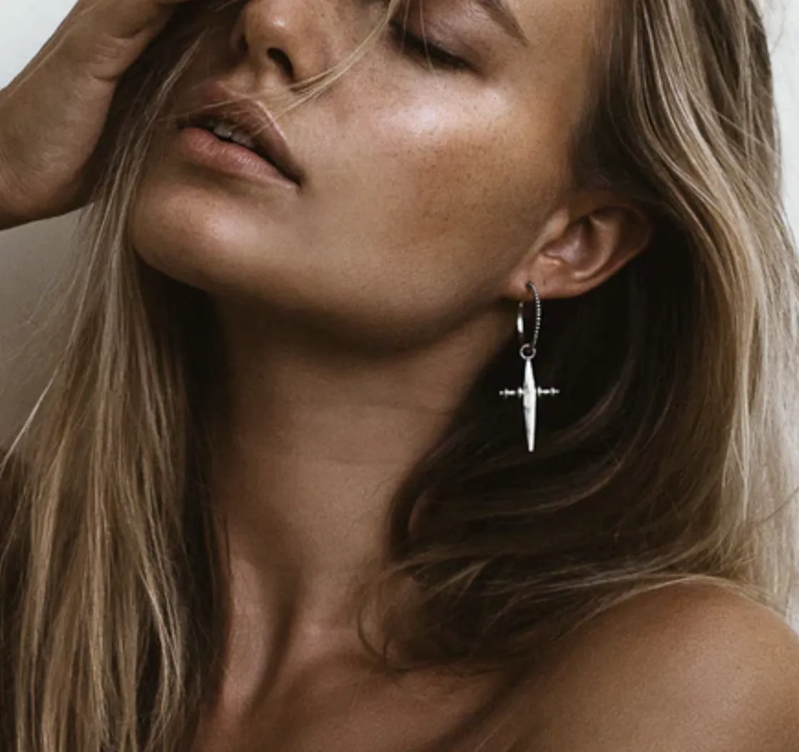 Luv AJ - Large Cross Hoops Silver Shoes_Luv-Aj-Jewellery