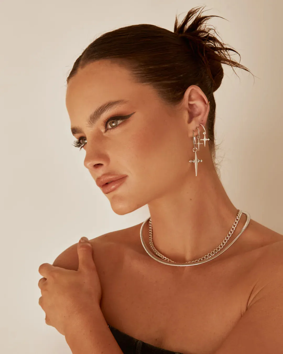 Luv AJ - Mini Cross Hoops Silver Shoes_Luv-Aj-Jewellery
