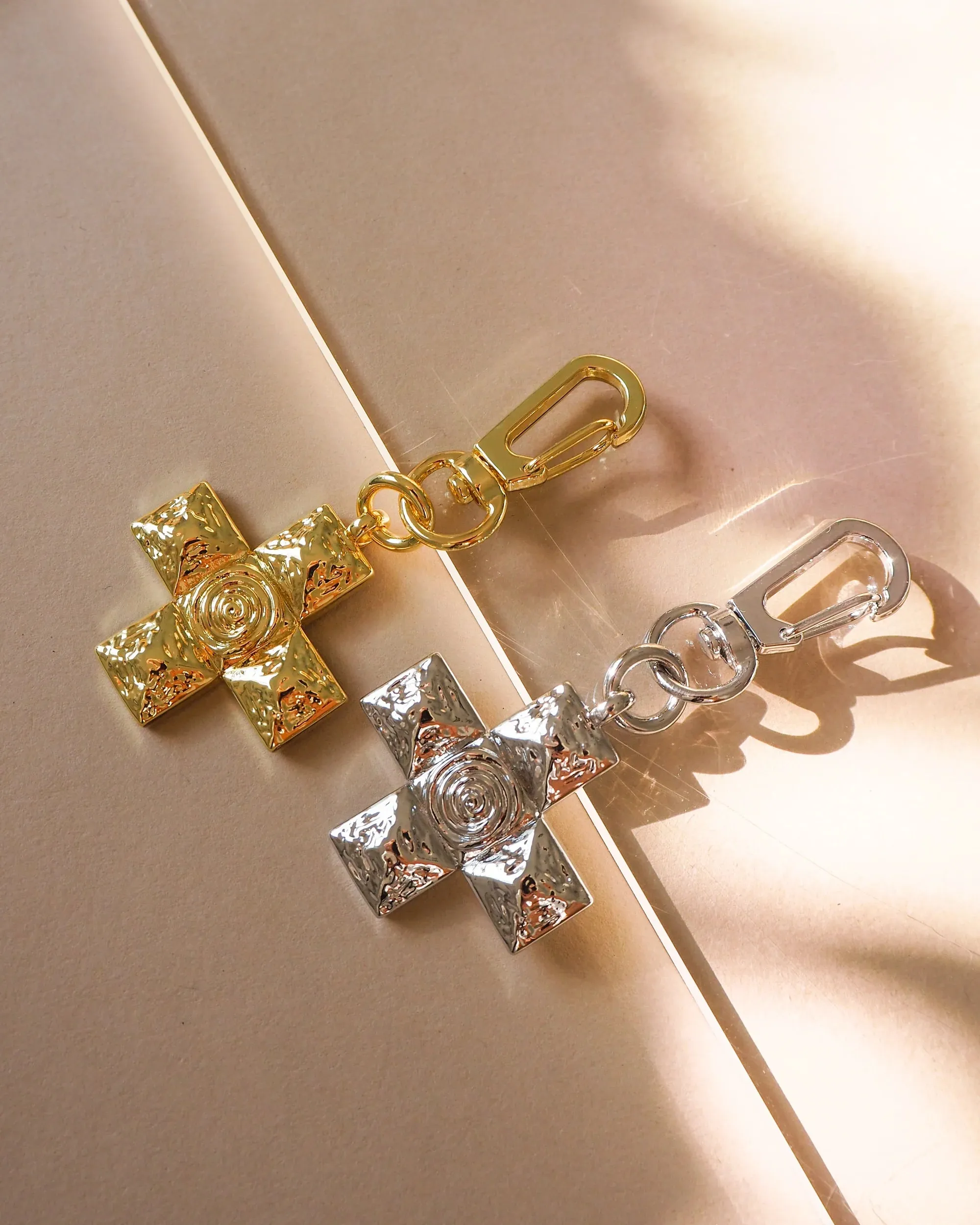 Luv AJ Molten Cross Key Chain Silver Shoes_Luv-Aj-Jewellery