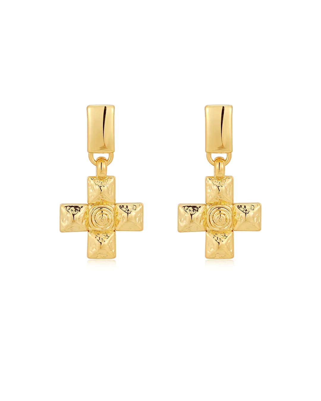 Luv Aj Molten Cross Pendant Earrings Gold Shoes_Luv-Aj-Jewellery