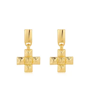 Luv Aj Molten Cross Pendant Earrings Gold Shoes_Luv-Aj-Jewellery