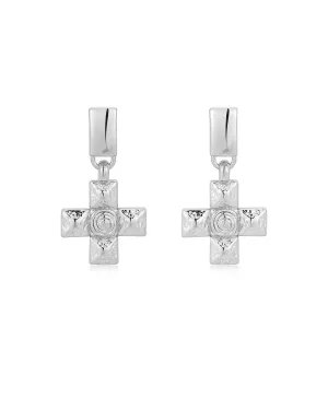 Luv Aj Molten Cross Pendant Earrings Silver Shoes_Luv-Aj-Jewellery